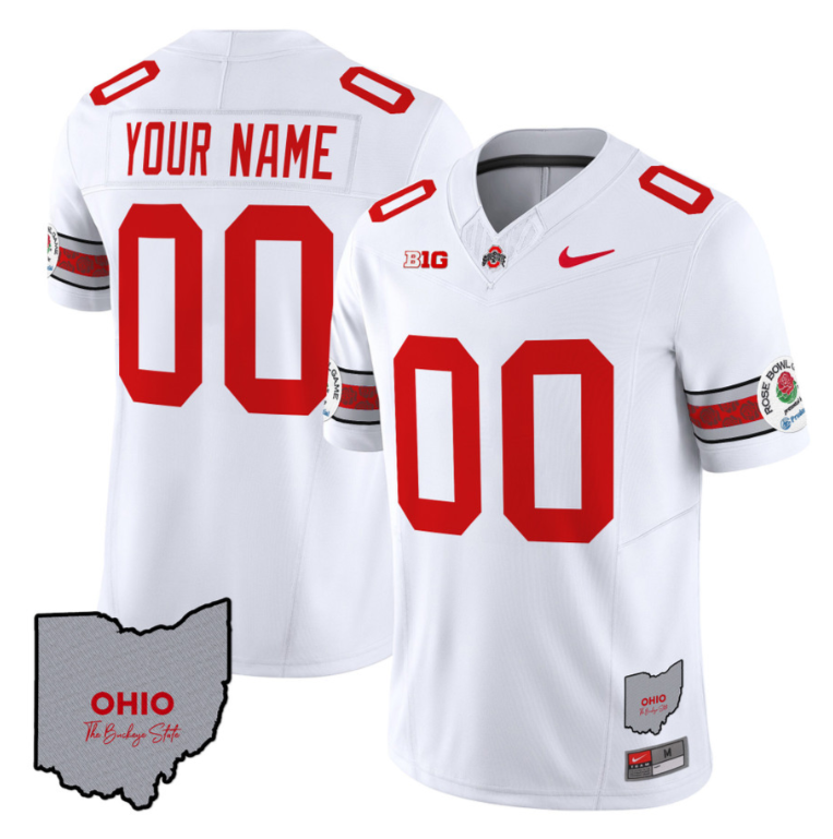 Custom Ohio State Buckeyes Jersey Rose Bowl Vapor Football Stitched V3 White