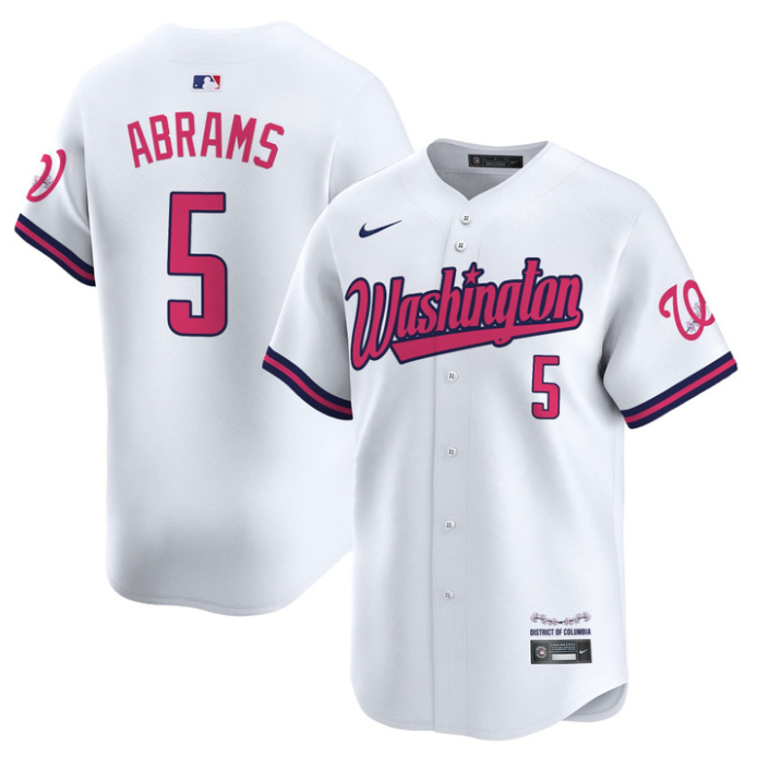 CJ Abrams Jersey #5 Washington Nationals Vapor Limited All Stitched White