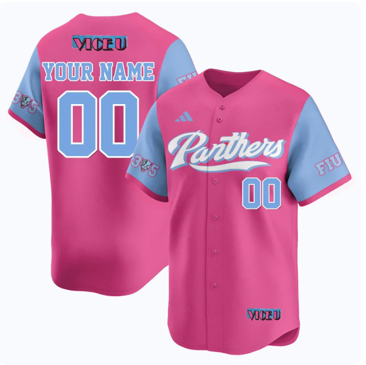 Custom FIU Baseball Jersey Name, Number 2025 Vice U All Stitched Pink