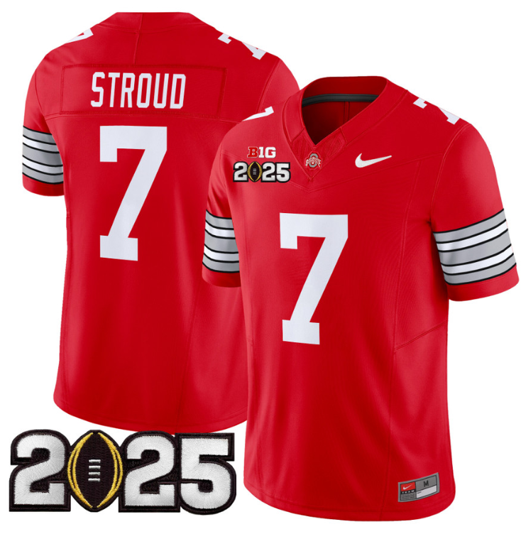 CJ Stroud Jersey #7 Ohio State 'Heritage Stripe' 2025 CFP Final Patch Red