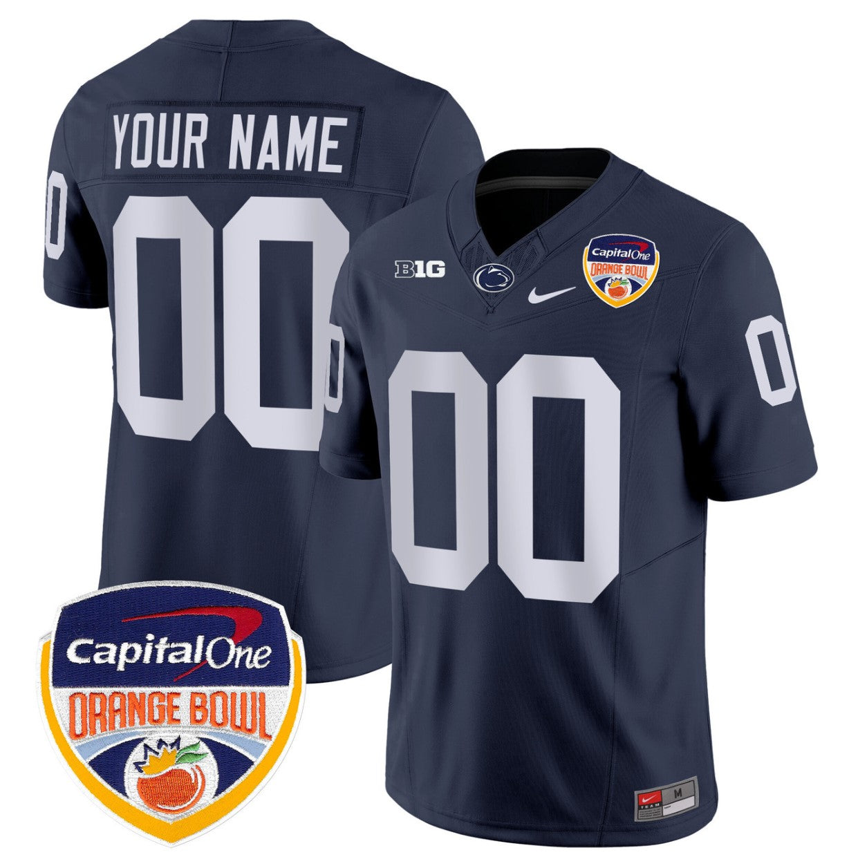 Custom Penn State Jersey Name, Number Orange Bowl Patch Stitched Navy
