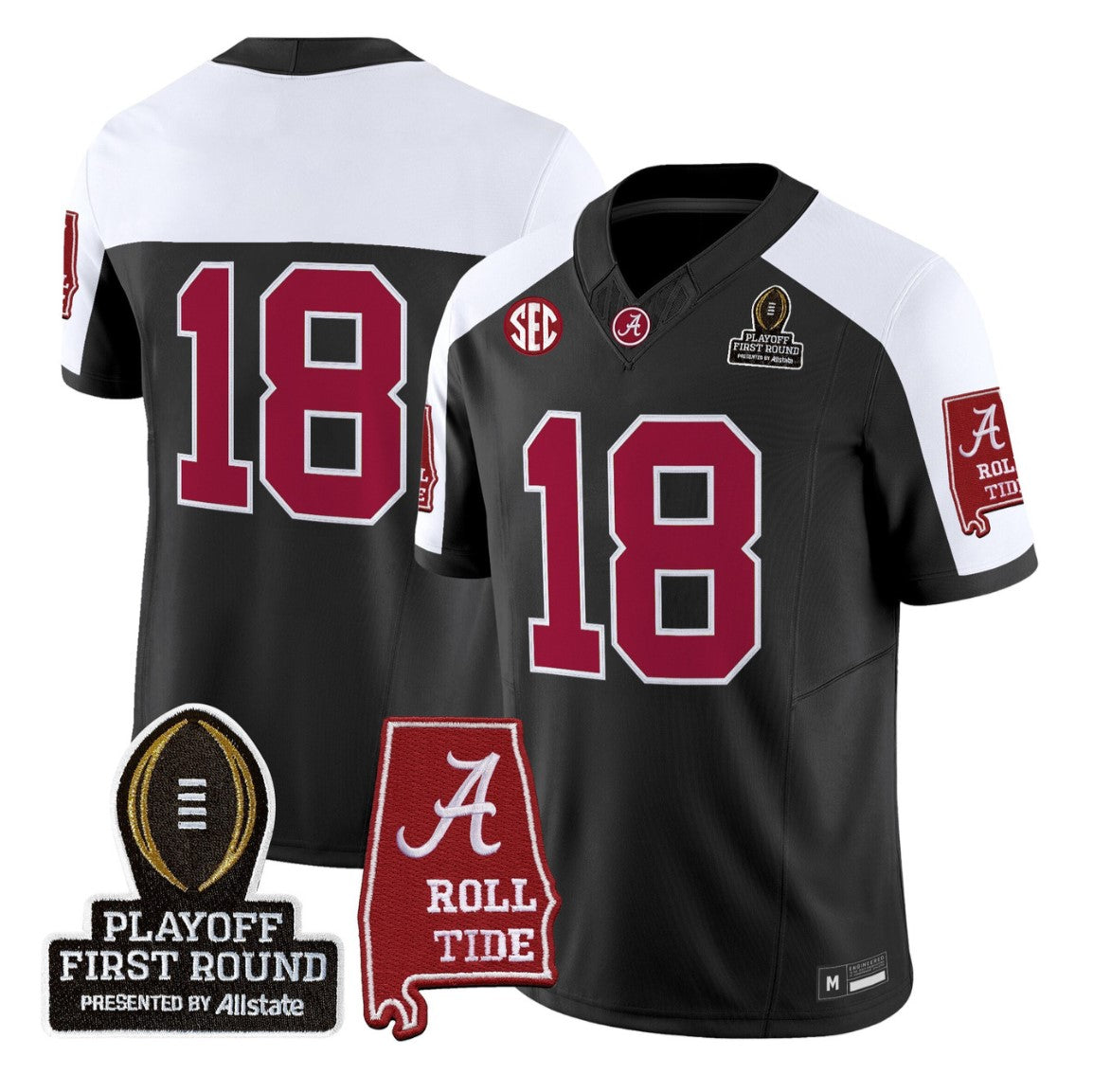 Crimson Jersey #18 Alabama Crimson 2025 Playoff First Round Stitched