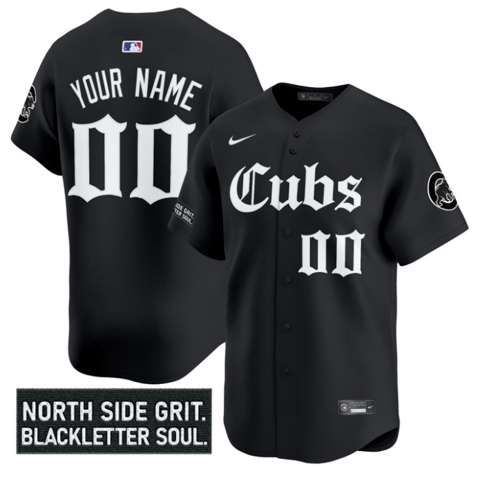 Custom Chicago Cubs Jersey Gothic North Side Edition Vapor Premier Limited Stitched Black