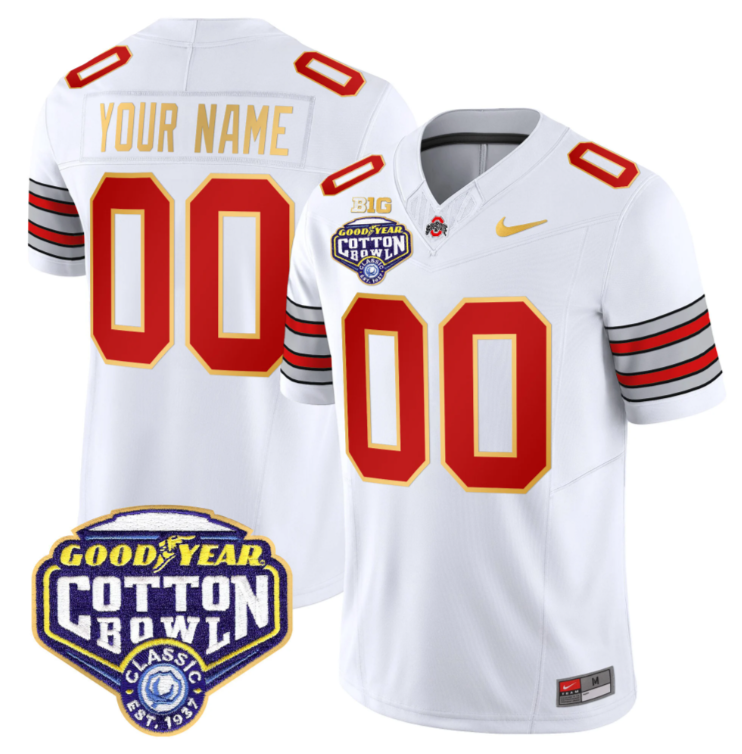 Custom Ohio State Jersey 'Heritage Stripe' Cotton Bowl Patch White