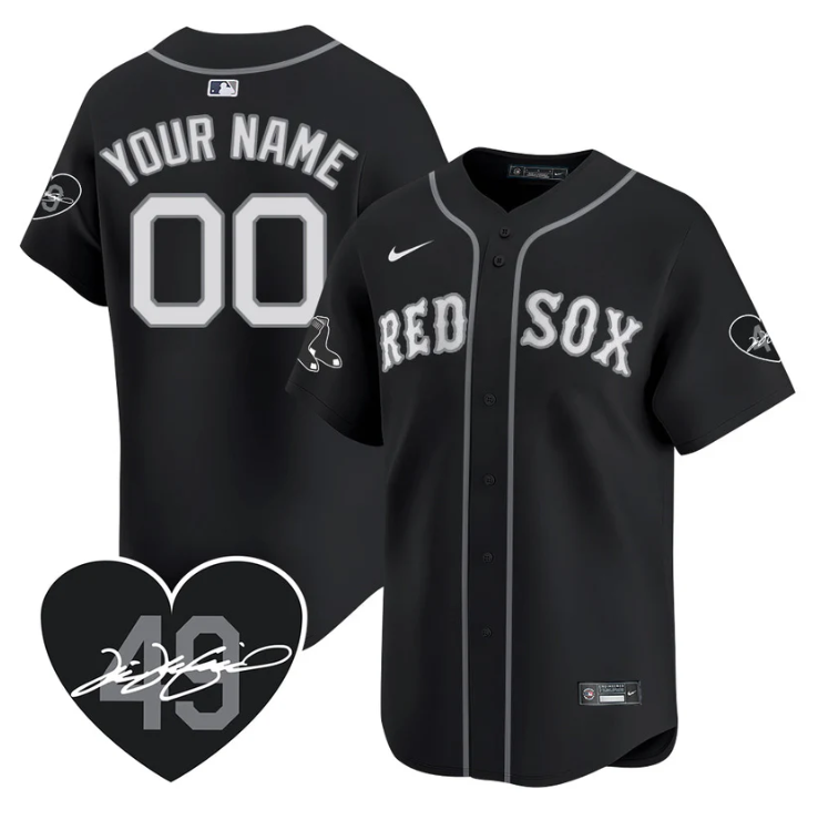 Custom Boston Red Sox Jersey Tim Wakefield Limited Memorial Patch Stitched Black