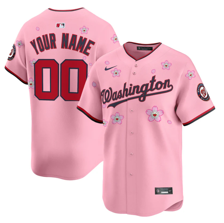 Custom Washington Nationals Jersey Name, Number Cherry Blossom Vapor Premier Limited Stitched