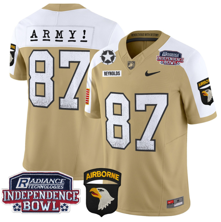 Casey Reynolds Jersey #87 Army Black Knights Independence Bowl Patch Tan Alternate