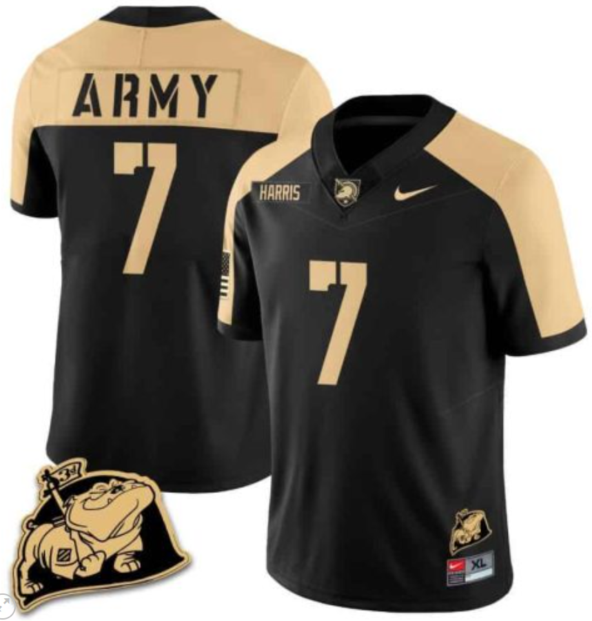 Champ Harris Jersey #7 Army Black Knights Jersey Rocky The Bulldog Patch Vapor Limited College Football Stitched Black
