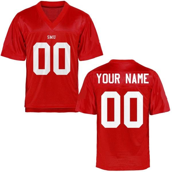 Custom SMU Mustangs Jersey Name and Number NCAA College Football Red