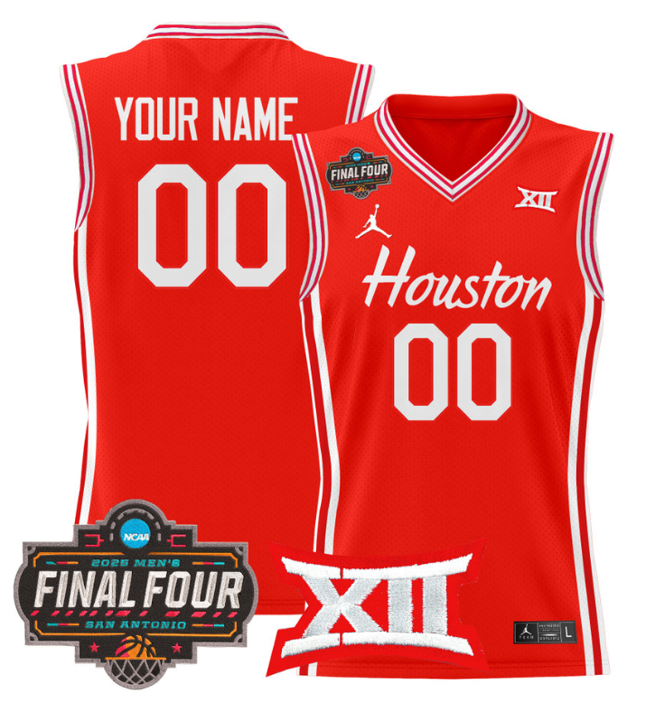 Custom Houston Cougars Jersey 2025 Final Four Patch Basketball Stitched Red