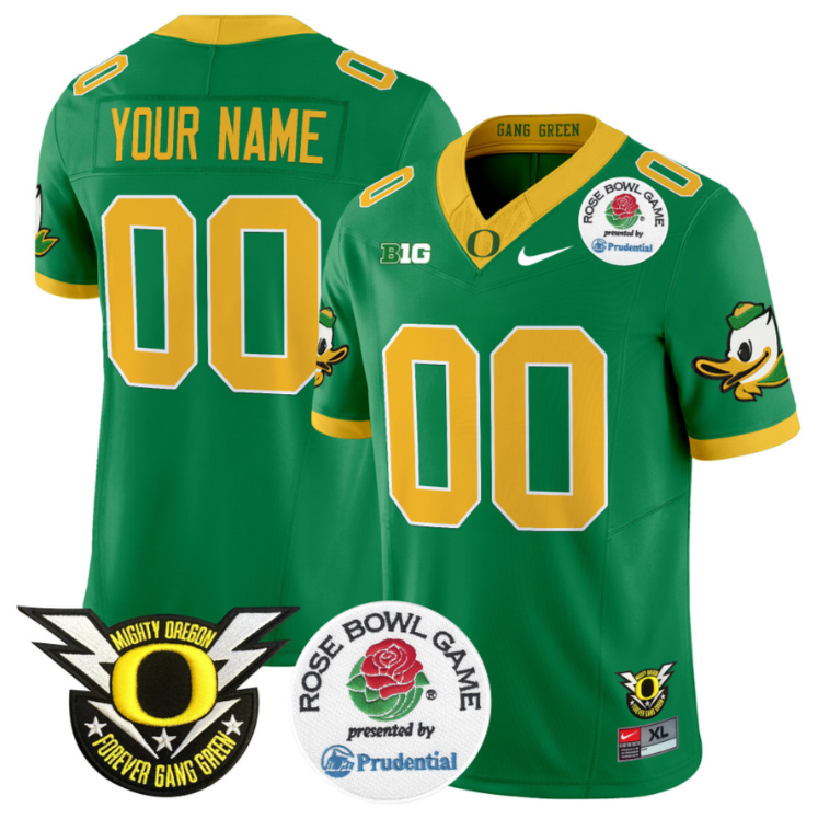 Custom Oregon Ducks Jersey 2025 Rose Bowl Vapor Football Stitched Green