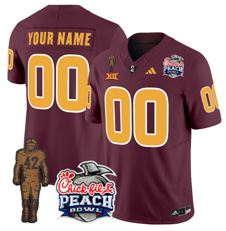 Custom Sun Devils Pat Tillman Jersey Name, Number Peach Bowl Patch Maroon
