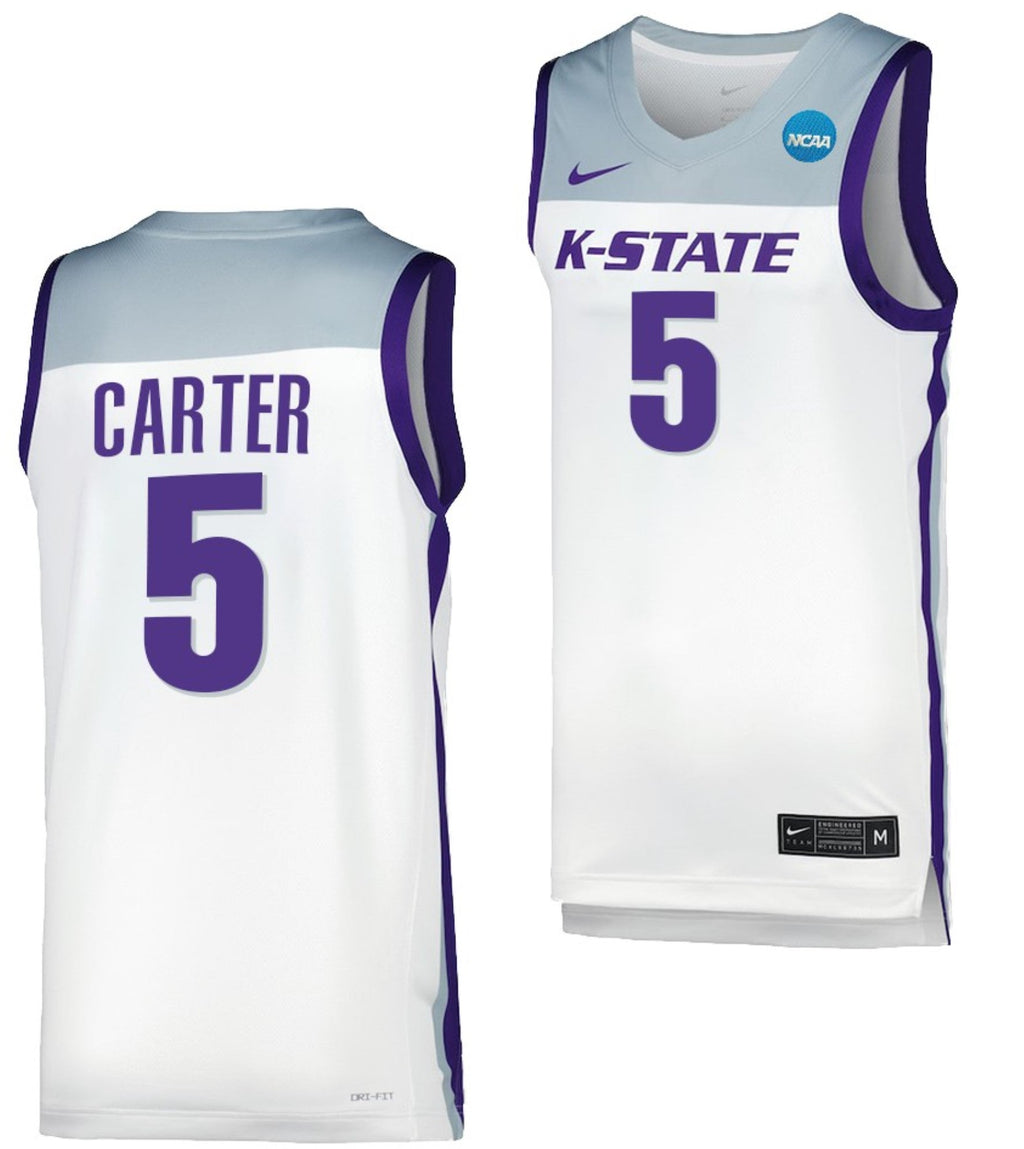 Cam Carter Jersey Kansas State Wildcats College Basketball 2023 NCAA March Madness White #5
