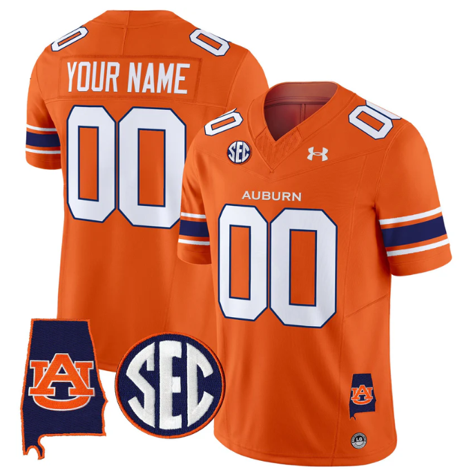 Custom Auburn Tigers Jersey Name, Number 2025 Alabama Patch Stitched Orange
