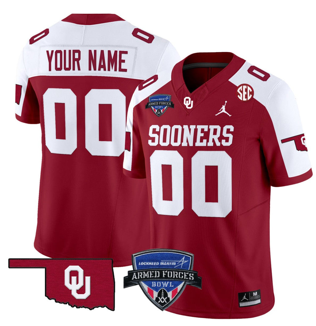 Custom Oklahoma Sooners Jersey 2025 Armed Forces Bowl Patch Vapor Alternate