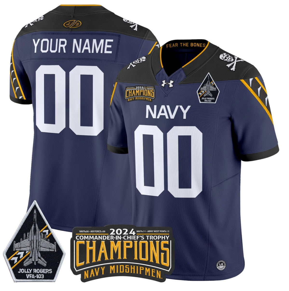Custom Navy Midshipmen Jersey Commander-in-chief's Trophy Champions Navy