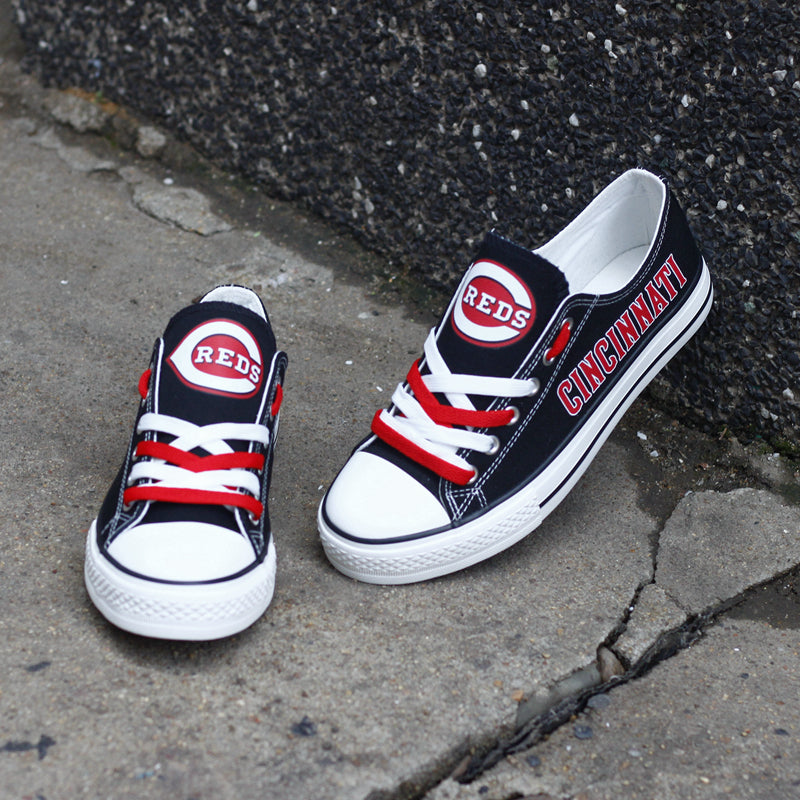 Cincinnati Reds Limited Print MLB Baseball Fans Low Top Canvas Shoes Sport Sneakers T-DAC107H