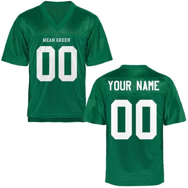 Custom North Texas Mean Jersey Name and Number NCAA College Football Green