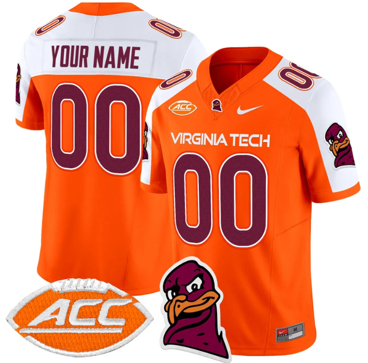 Custom Virginia Tech Hokies Jersey Name and Number Vapor Limited College Football Orange Alternate
