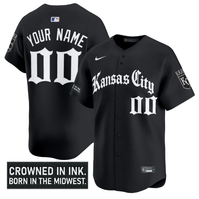 Custom Kansas City Royals Jersey Gothic Crown Edition Vapor Premier Limited Stitched Black
