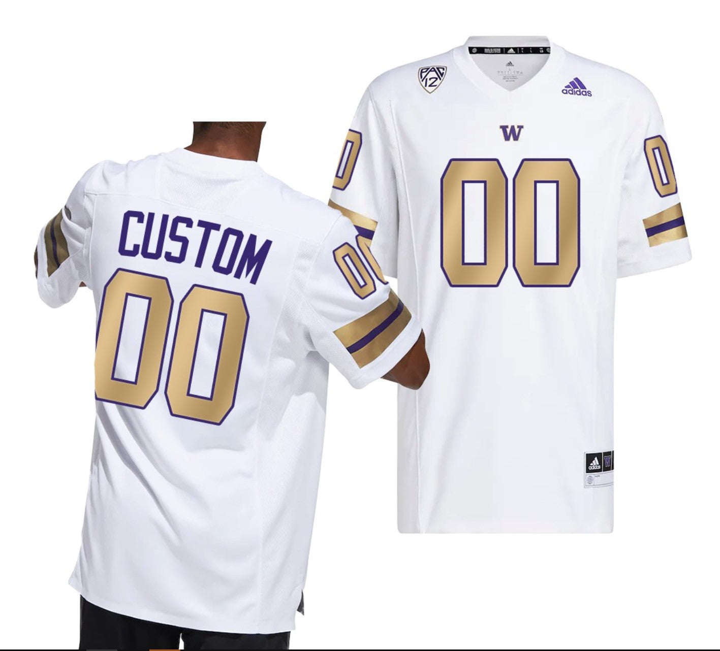 Custom Washington Huskies Jersey Name and Number NCAA College Football Royalty White