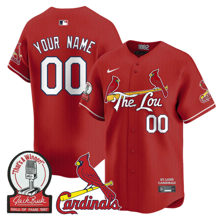 Custom St. Louis Cardinals Jersey Name, Number Jack Buck Limited Stitched Red