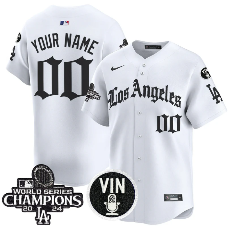 Custom Dodgers Jersey Name, Number 2025 LA Gothic Style Vapor Premier Limited Stitched White