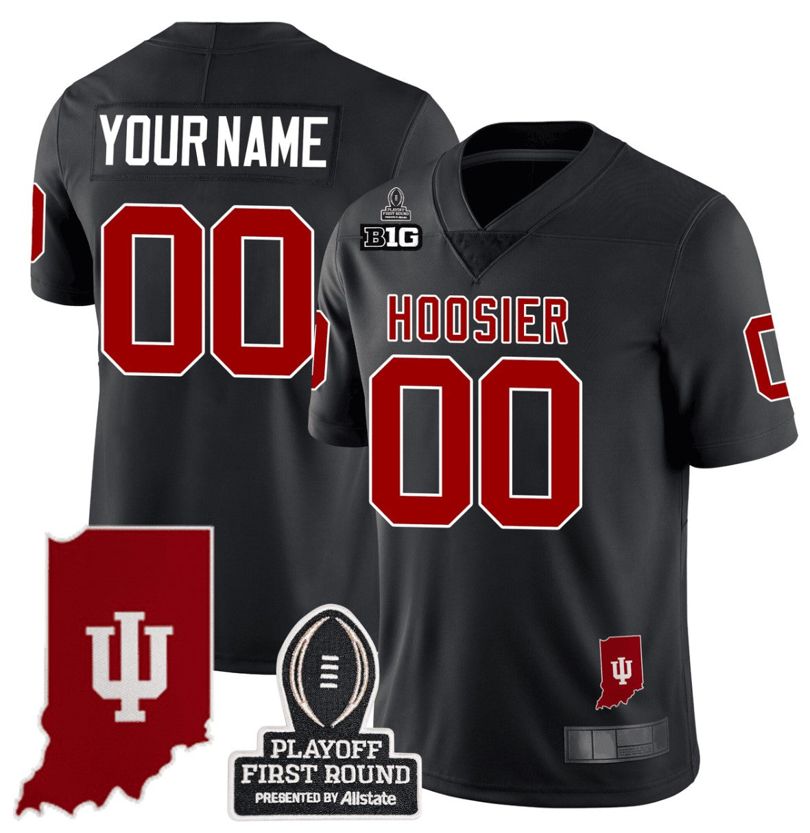 Custom Indiana Hoosiers Jersey Name, Number CFP First Round Patch Football Black