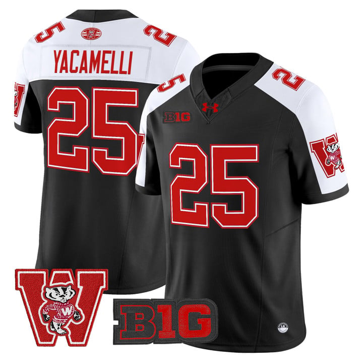 Cade Yacamelli Jersey #25 Wisconsin Badgers Throwback Stitched Black