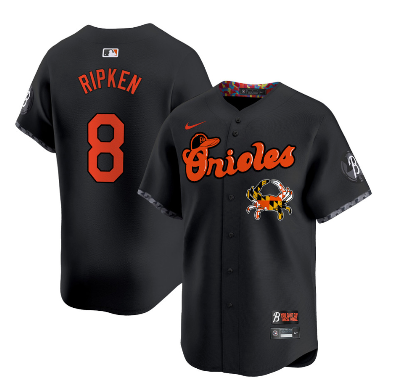 Cal Ripken Jersey #8 Baltimore Orioles Maryland Blue Crab Vapor Stitched Black