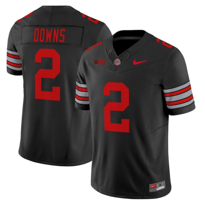 Caleb Downs Jersey #2 Ohio State Heritage Stripe 2025-26 Stitched Black
