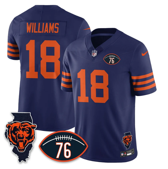 Caleb Williams Jersey #18 Honor Steve McMichael All Stitched Throwback
