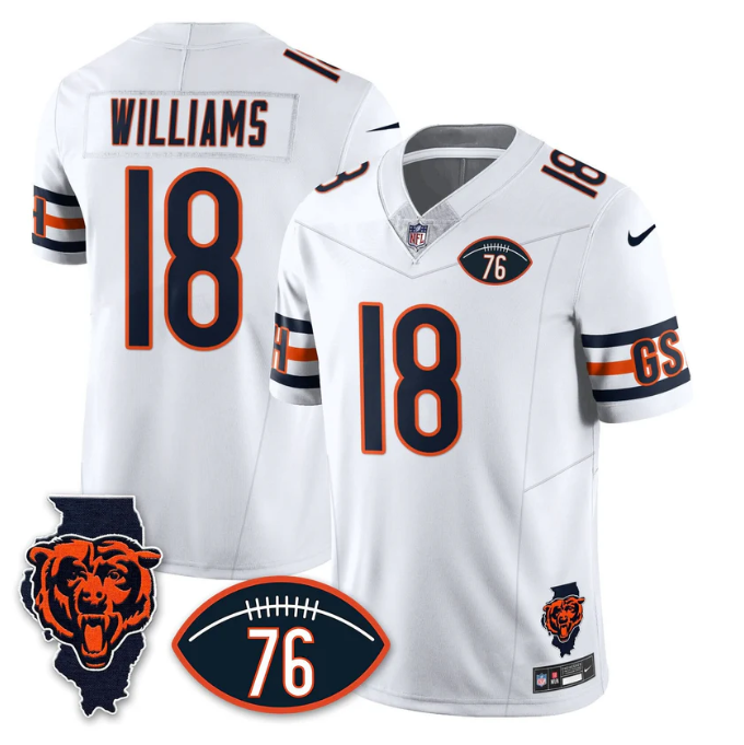 Caleb Williams Jersey #18 Honor Steve McMichael All Stitched White