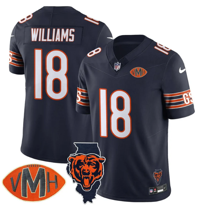 Caleb Williams Jersey #18 Honor Virginia Halas McCaskey All Stitched Navy