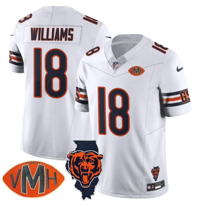 Caleb Williams Jersey #18 Honor Virginia Halas McCaskey All Stitched White