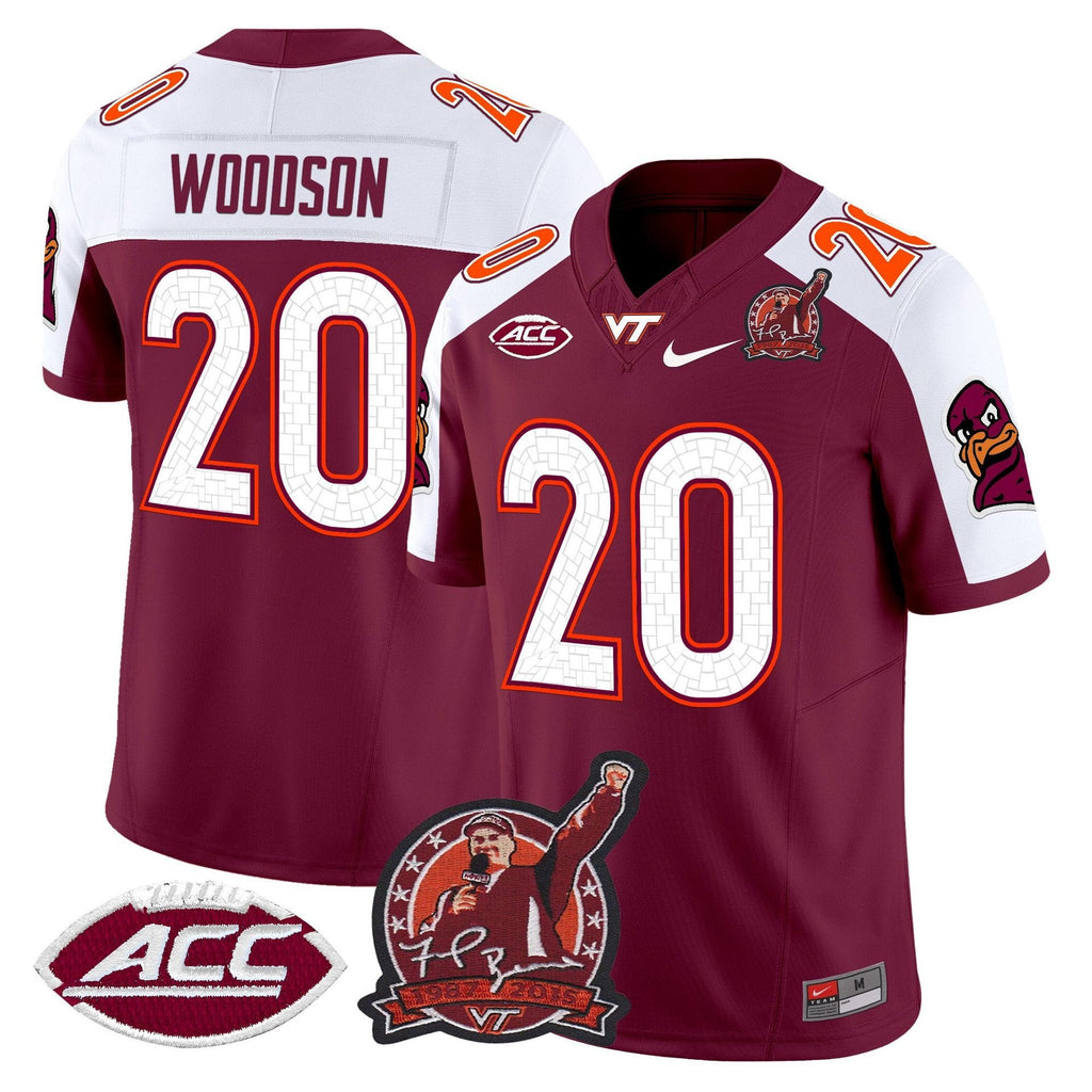 Caleb Woodson Jersey #20 Virginia Tech Hokies Coach Frank Beamer 2025 Maroon Alter