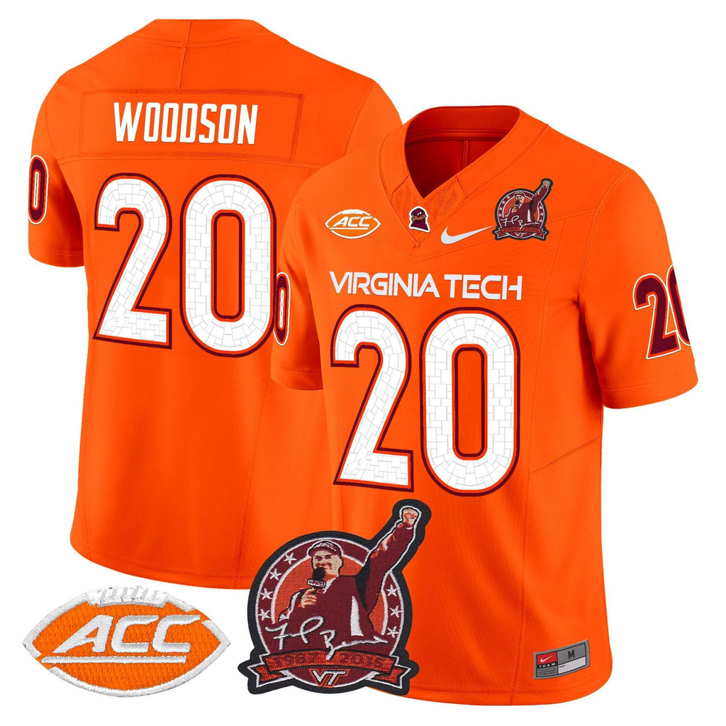 Caleb Woodson Jersey #20 Virginia Tech Hokies Coach Frank Beamer 2025 Orange