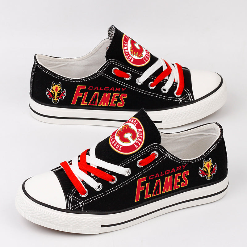 Calgary Flames Low Top Canvas Sport Sneakers Shoes For Men Women Fans