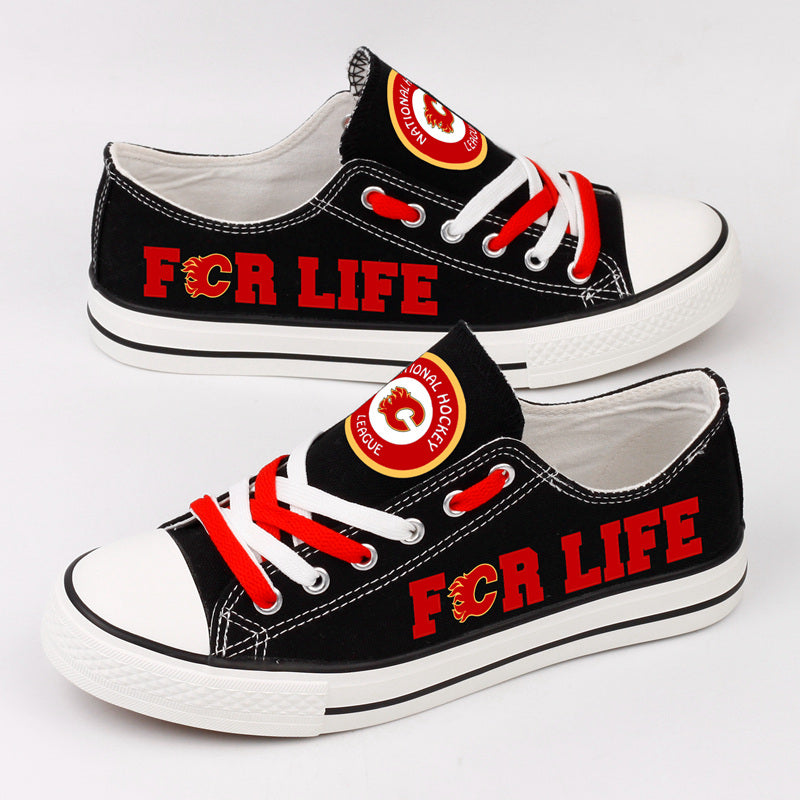 Calgary Flames Low Top Canvas Sport Sneakers Shoes For Men Women Fans