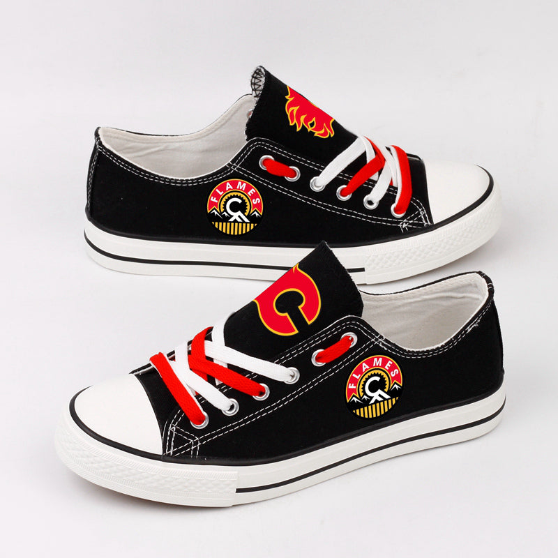 Calgary Flames Low Top Canvas Sport Sneakers Shoes For Men Women Fans