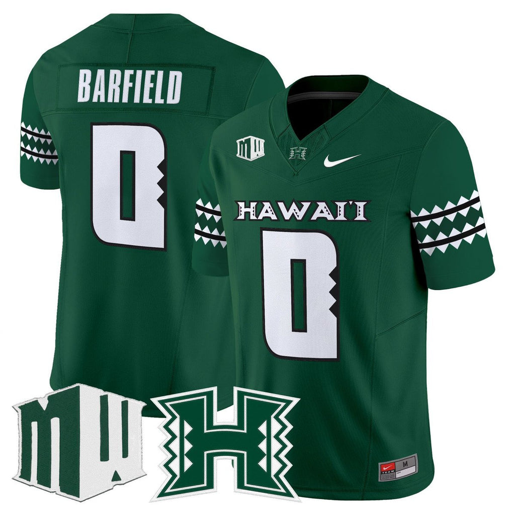 Cam Barfield Jersey #0 Hawai'i Rainbow Warriors 2025 Vapor Stitched Green