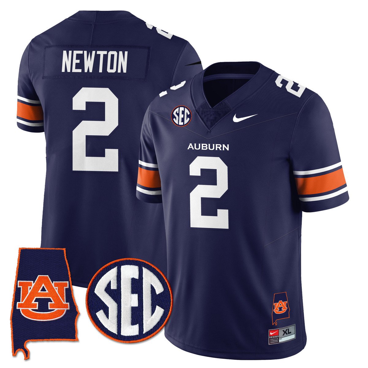 Cam Newton Jersey #2 Auburn Tigers Alabama Patch Vapor Stitched Navy
