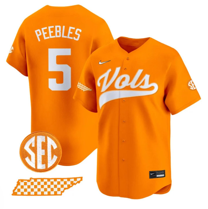 Cannon Peebles Jersey #5 Tennessee Vols 2025 Premier Limited Stitched Orange