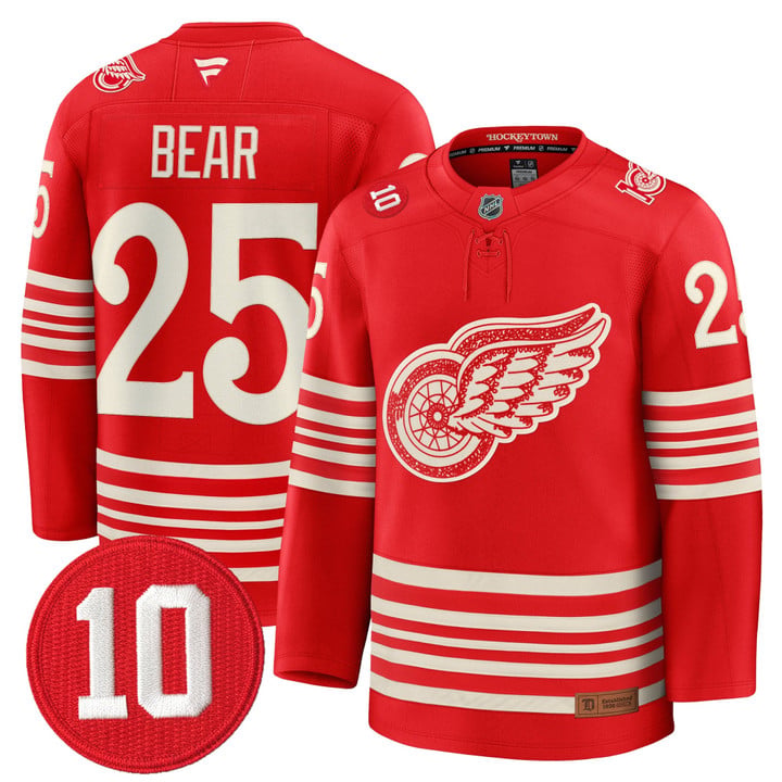 Carter Bear Jersey #25 Detroit Red Wings #10 Alex Delvecchio Honoring Stitched