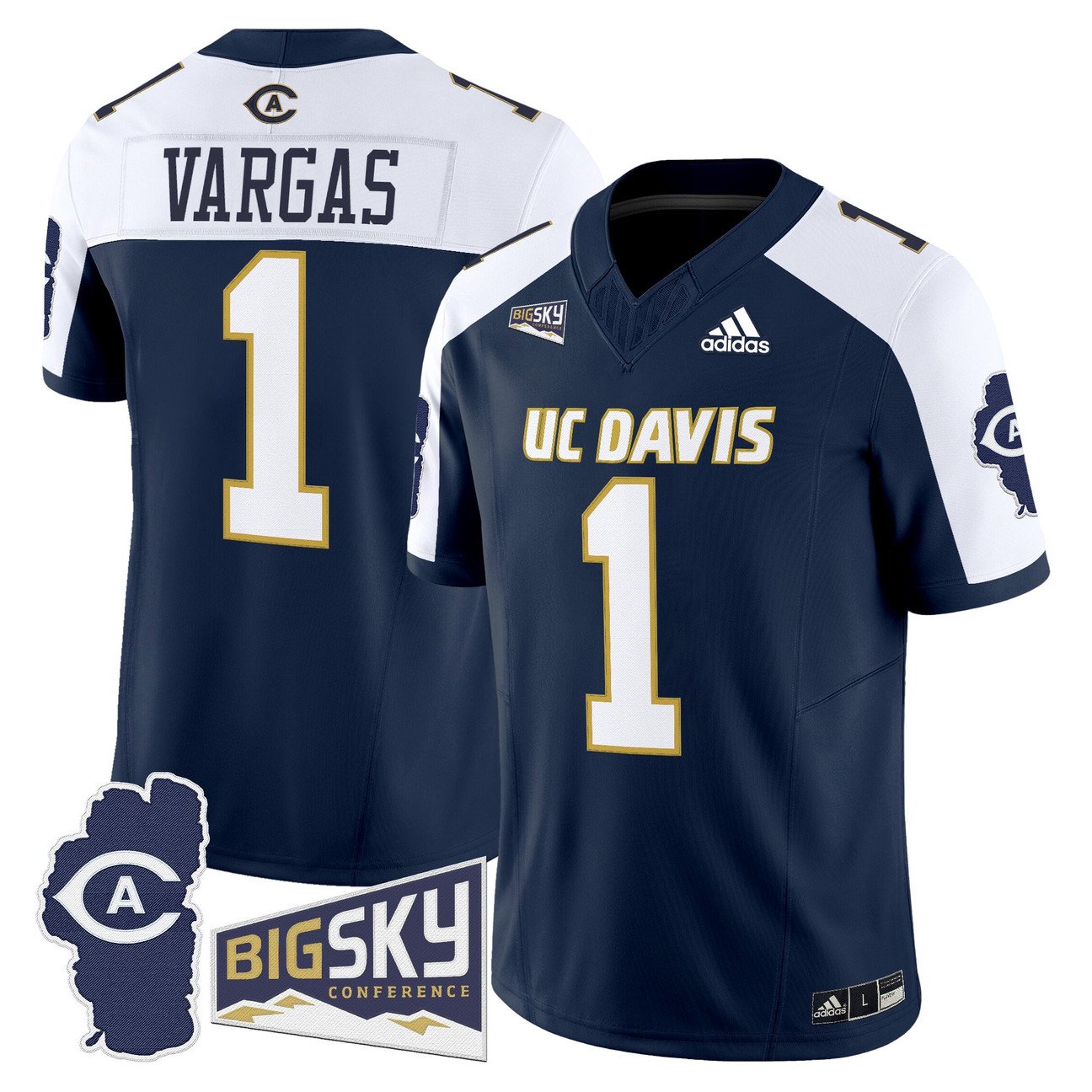 Carter Vargas Jersey #1 UC Davis Aggies 2025 Lake Tahoe Patch Stitched