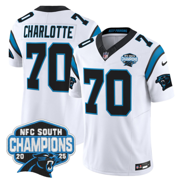 Charlotte Jersey #704 NFC South Division Champions 2025 Vapor Stitched White