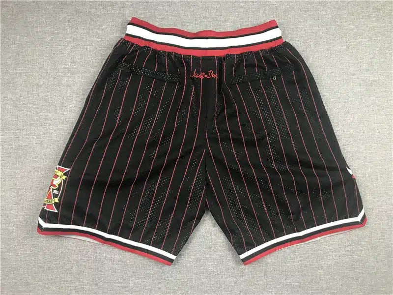 Chicago Bulls _CHICAGO_ Black and Red Stripe Shorts - Basketball Shorts Store
