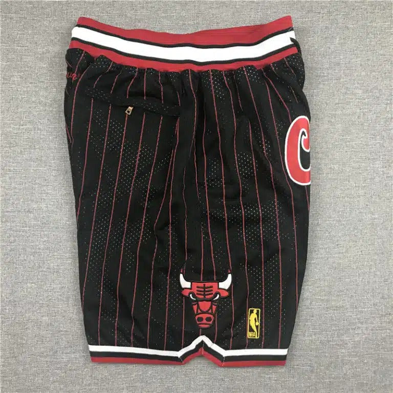 Chicago Bulls _CHICAGO_ Black and Red Stripe Shorts - Basketball Shorts Store