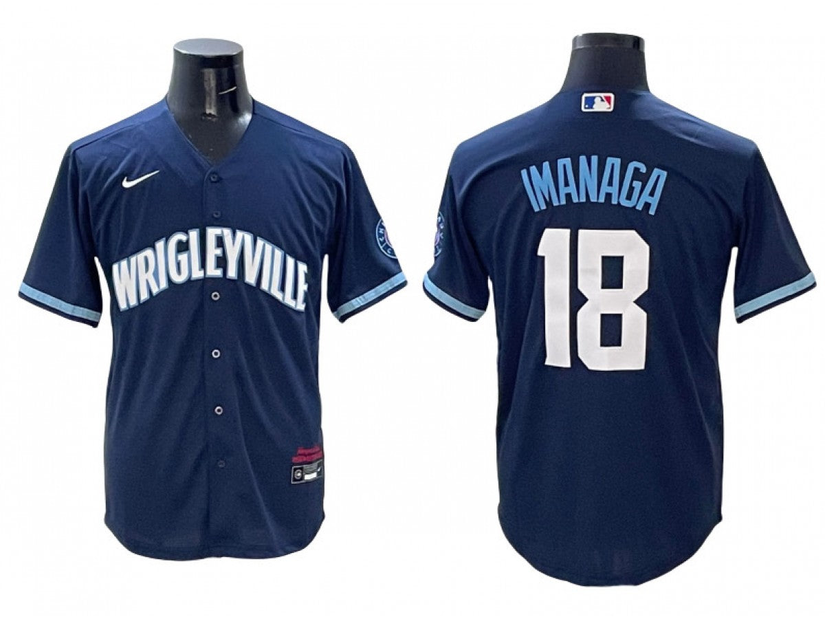 Chicago Cubs #18 Shota Imanaga Navy City Connect Jersey