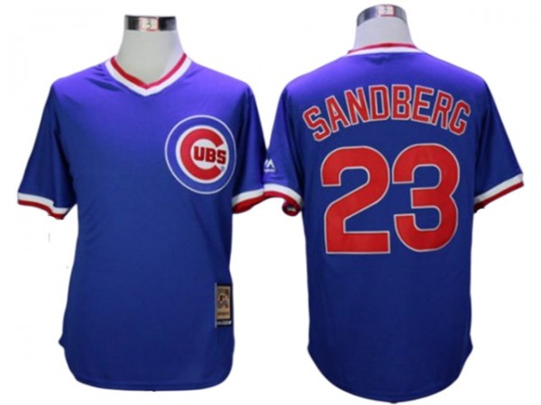 Chicago Cubs #23 Ryne Sandberg Cooperstown Collection Throwback Jersey -Blue